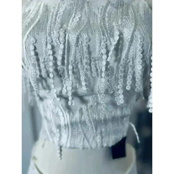 NWT Lulus Dancing in a Dream White Fringe Lace-Up Two-Piece Mini Dress M - Picture 9 of 10